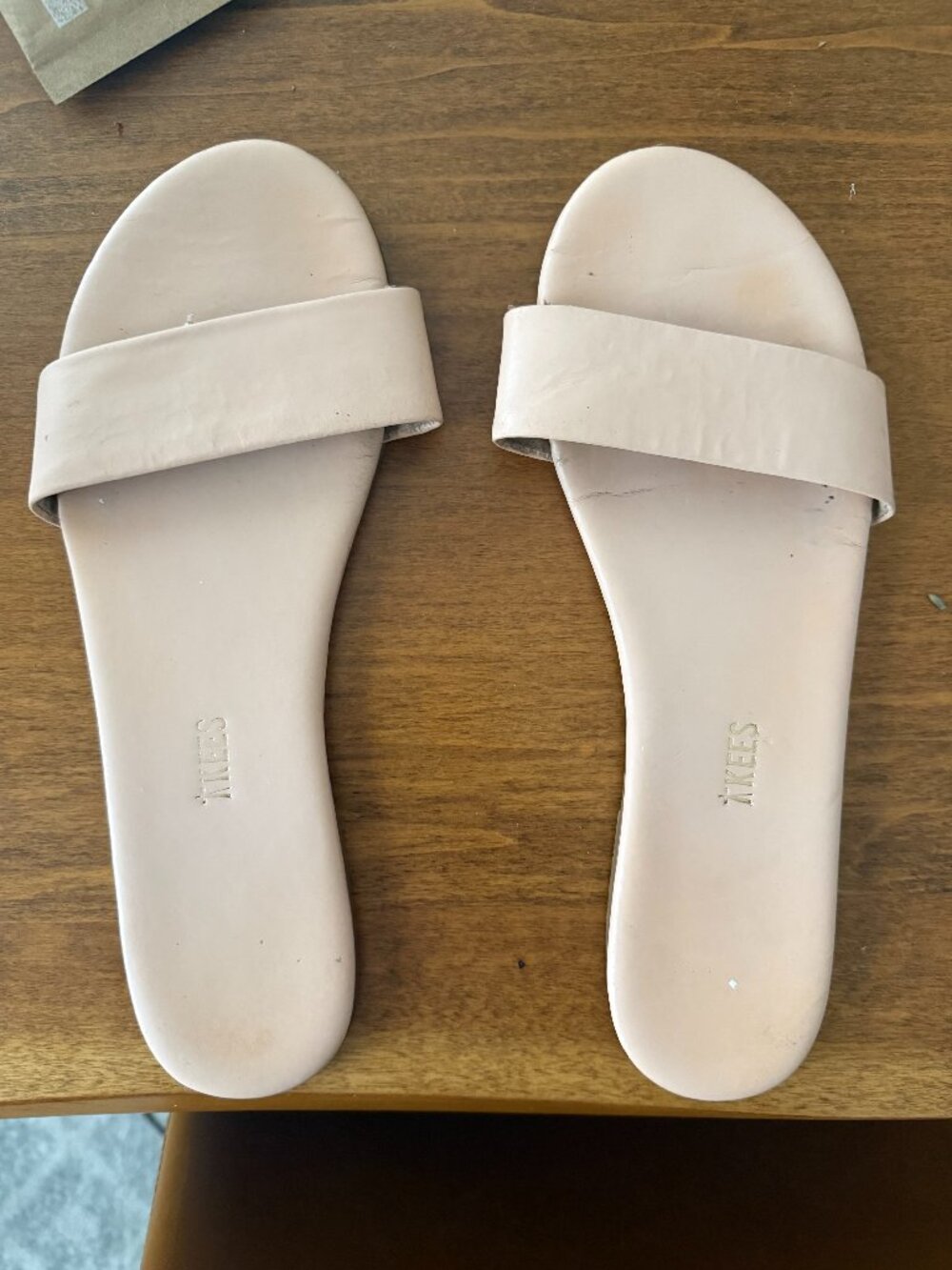 Tkees Nude Flat Leather Sandals Size 9/EU 40